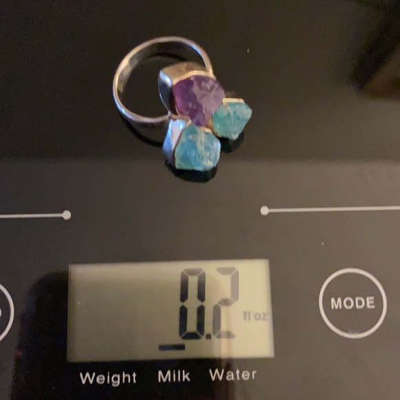 Rough cut amethyst trio, sterling silver setting. - Picture 4 of 15